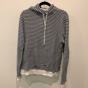 Men’s Club Monaco Navy and Cream Striped Hoodie Size Medium